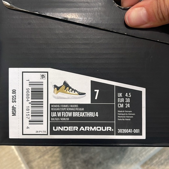 Under Armour Womens UA W Flow Breakthru 4 Black & Gold Basketball Sneakers 7 - Picture 10 of 10